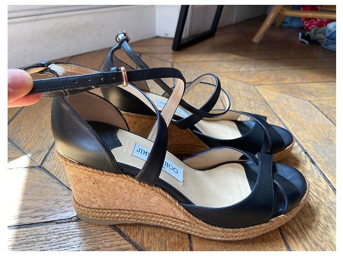 Sandali con zeppa Jimmy Choo in pelle nera Nero - vista 7