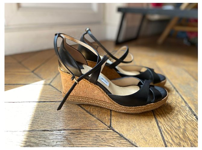 Sandali con zeppa Jimmy Choo in pelle nera Nero - vista 8