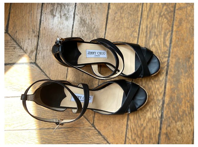 Sandali con zeppa Jimmy Choo in pelle nera Nero - vista 9