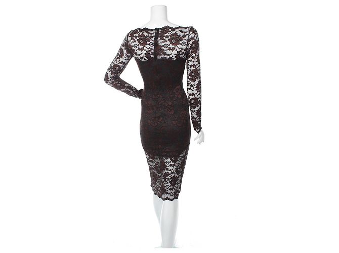 Ganni Broad St. Spitzenkleid Braun Schwarz - Ansicht 2