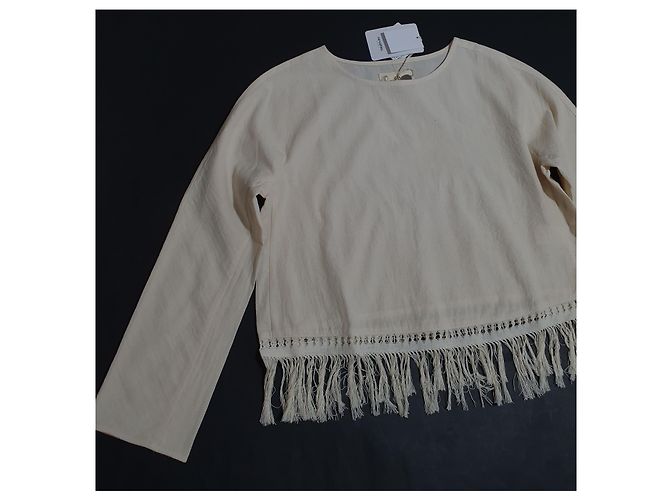 Blusa Nanushka in cotone beige con nappine - vista 2
