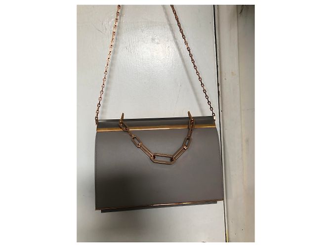 Autre Marque Bolso de mano en cuero gris - vista 5