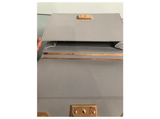 Autre Marque Bolso de mano en cuero gris - vista 6
