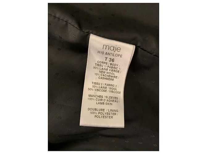 Maje Jacke aus Wolle Kaschmir und Lammleder Schwarz Größe 36 - Ansicht 3