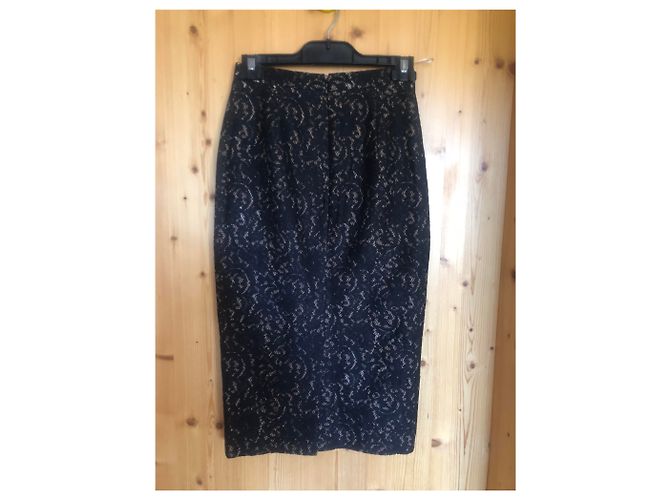 Falda lápiz de encaje negro No 21 Beige - vista 2