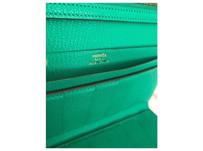 Béarn Hermès Billetera larga triple Hermes Bearn Verde - vista 2