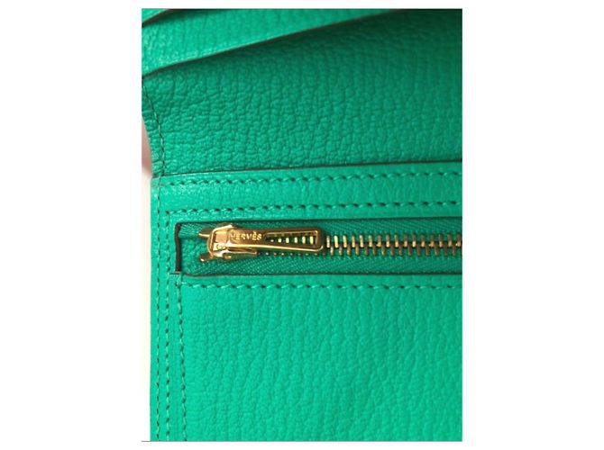 Béarn Hermès Billetera larga triple Hermes Bearn Verde - vista 3