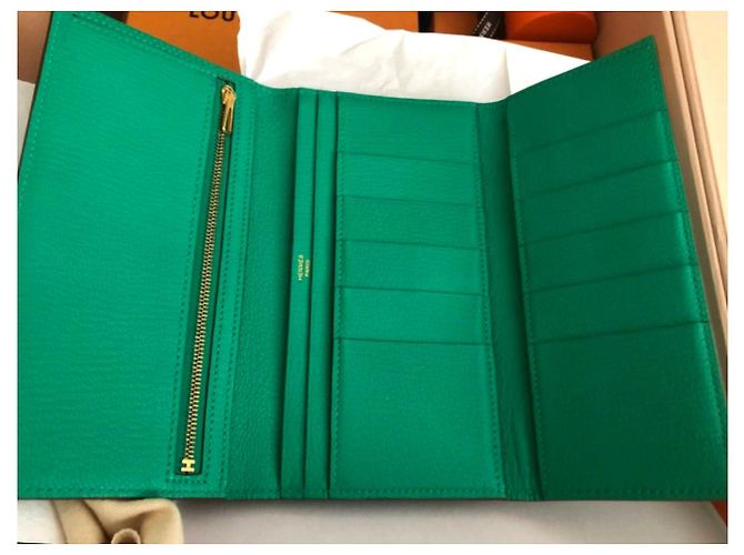 Béarn Hermès Billetera larga triple Hermes Bearn Verde - vista 4