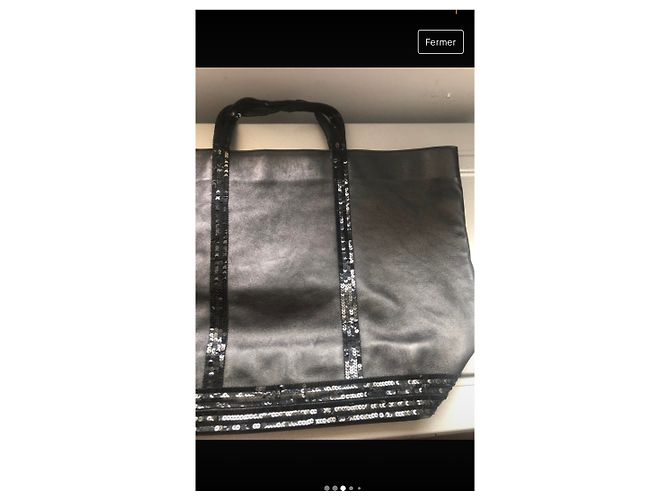 Vanessa Bruno Große Glitzertasche aus Leder Schwarz - Ansicht 3