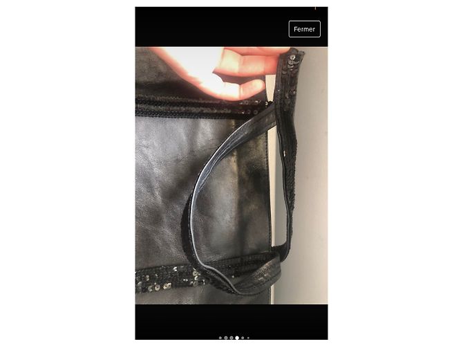 Vanessa Bruno Große Glitzertasche aus Leder Schwarz - Ansicht 4