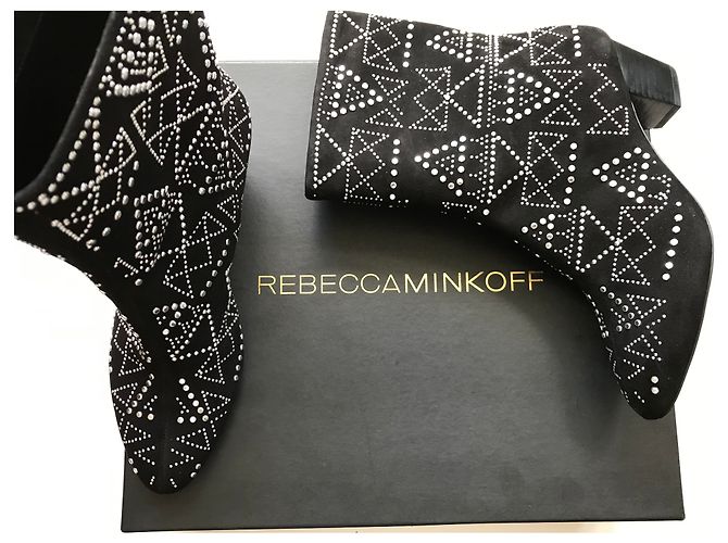 Rebecca Minkoff Stivali con borchie argento scamosciato nero - vista 13