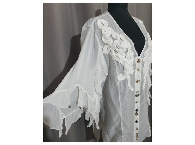 Camicia bianca Elisa Cavaletti in seta e cotone Bianco - vista 2