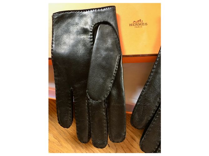 Guanti Hermès cucinati neri Nero - vista 3