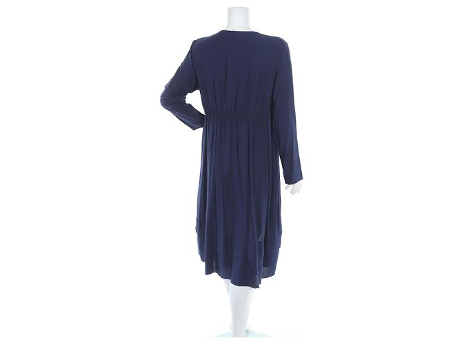 Autre Marque Deerberg Baumwollkleid blau mit Rüschen - Ansicht 2
