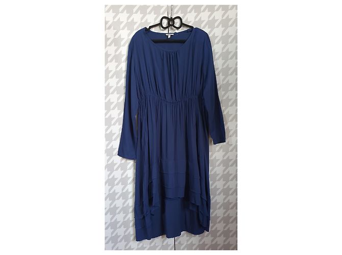 Autre Marque Deerberg Baumwollkleid blau mit Rüschen - Ansicht 4