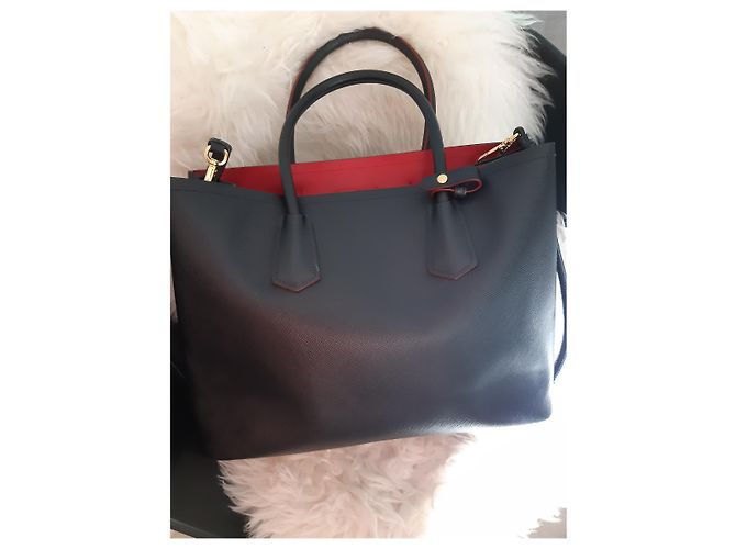 Double Borsa tote Prada in pelle saffiano nera Nero - vista 2