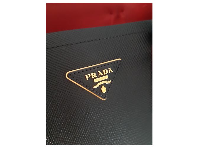 Double Borsa tote Prada in pelle saffiano nera Nero - vista 3