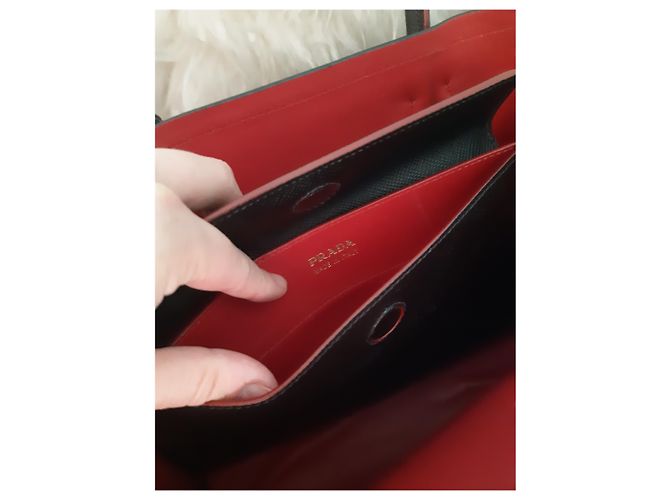 Double Borsa tote Prada in pelle saffiano nera Nero - vista 5