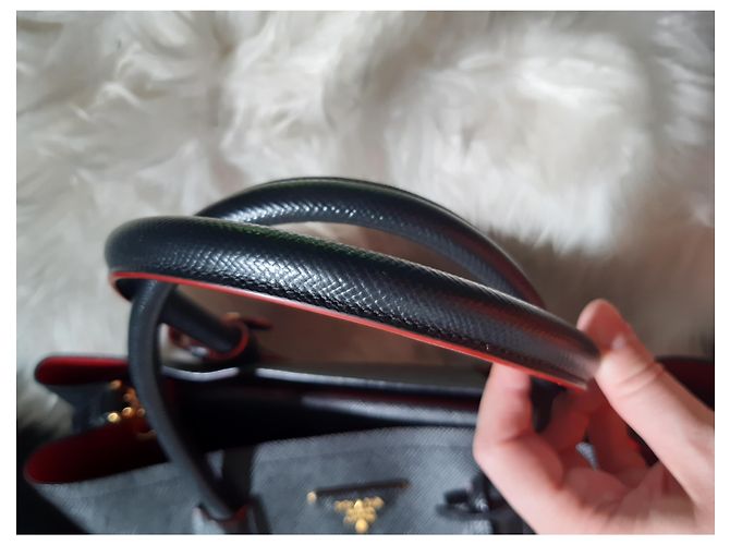 Double Borsa tote Prada in pelle saffiano nera Nero - vista 7