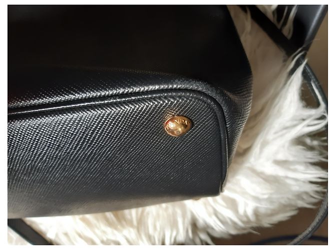 Double Borsa tote Prada in pelle saffiano nera Nero - vista 9