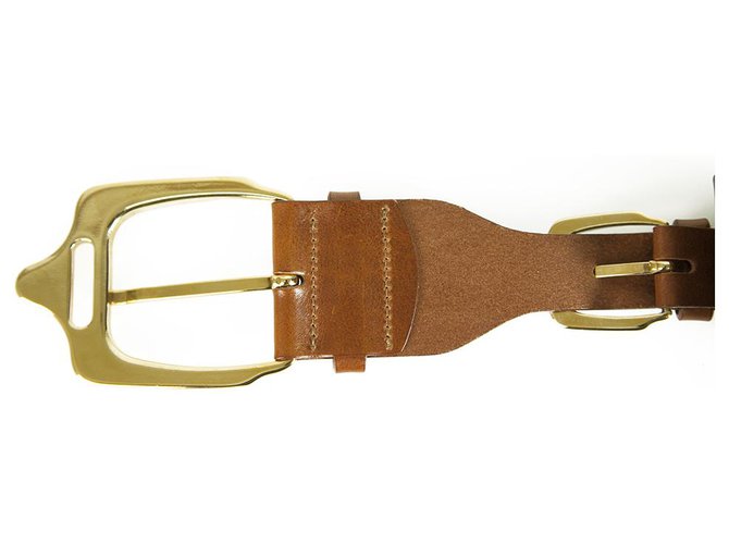 Ceinture Femme Brighton – Cuir Marron, Taille M, Largeur 1", Bordure Argent/Laiton, Neuf