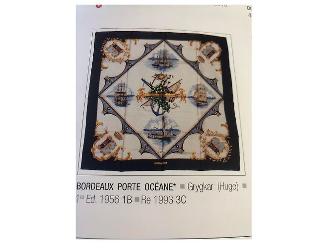 Hermès Bordeaux Portes Océane Aus weiß Dunkelbraun Marineblau - Ansicht 12