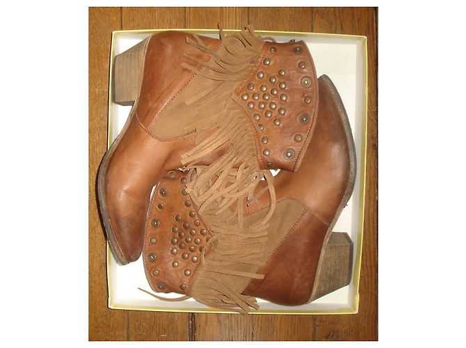 Stivaletti H by Hudson con frange e borchie 37 Cammello Cognac - vista 2