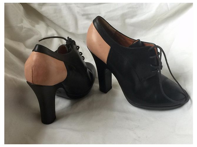 Stivaletti stringati Dries Van Noten in pelle nero e carne 37 - vista 7