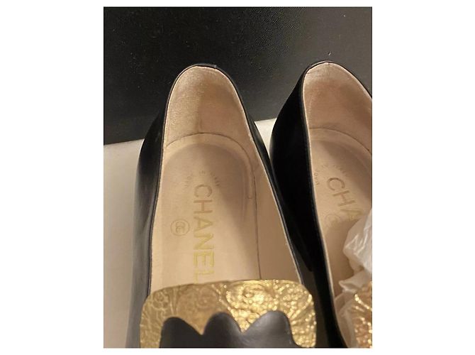 Mocassini Chanel Dallas in pelle Scarpe Sz 37 Nero D'oro - vista 6