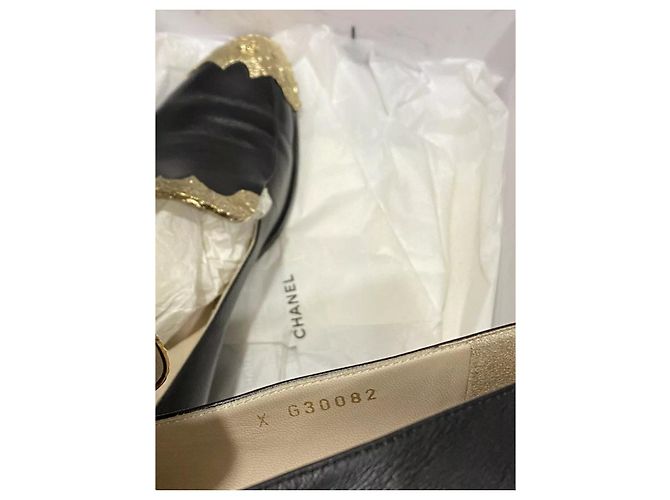 Mocassini Chanel Dallas in pelle Scarpe Sz 37 Nero D'oro - vista 7