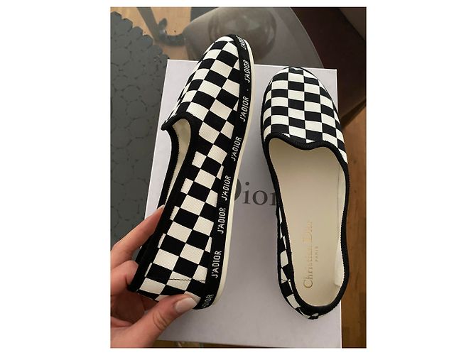 Christian Dior Espadrilles Schwarz Weiß Stoff - Ansicht 2