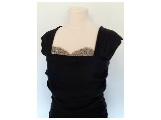 Vestido de encaje drapeado Valentino Negro - vista 2