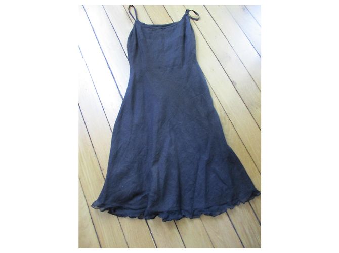 Tara Jarmon Schwarzes Leinenkleid, 36. - Ansicht 3