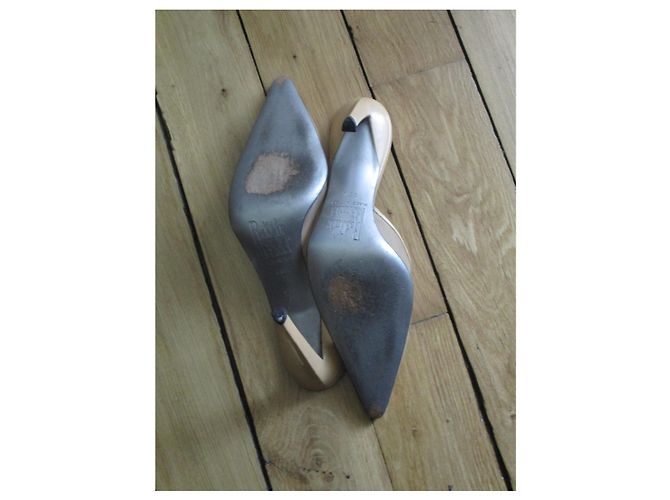 Rodolphe Menudier Sabot in pelle e tule, 38,5IT. Beige - vista 3