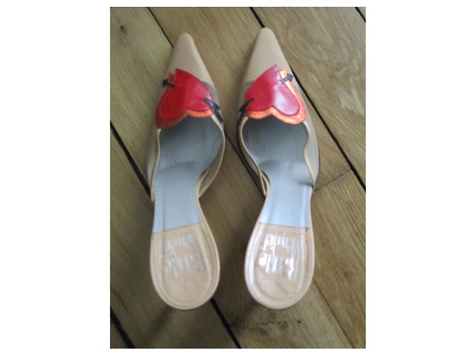 Rodolphe Menudier Sabot in pelle e tule, 38,5IT. Beige - vista 4