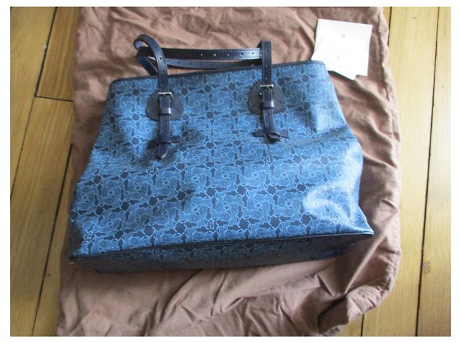 Borsa tote Céline in lino rivestito blu - vista 2