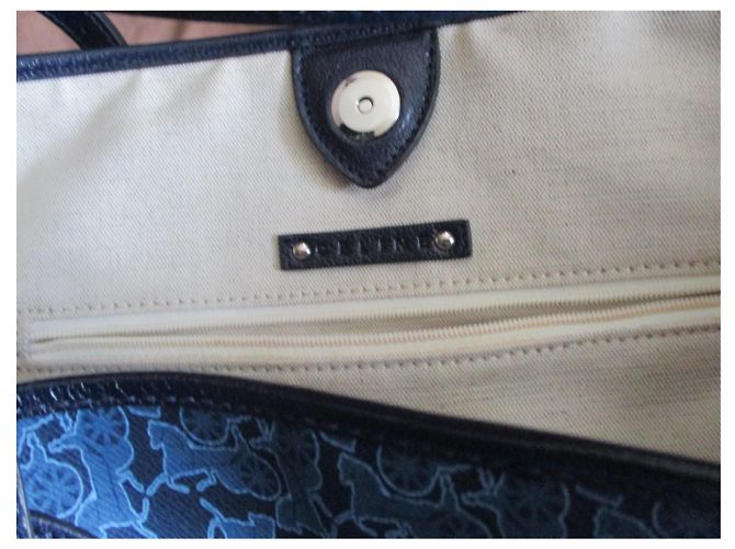 Borsa tote Céline in lino rivestito blu - vista 5