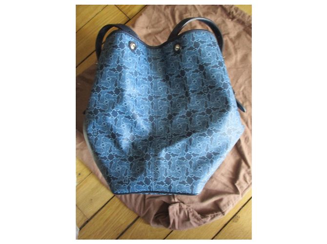 Borsa tote Céline in lino rivestito blu - vista 6