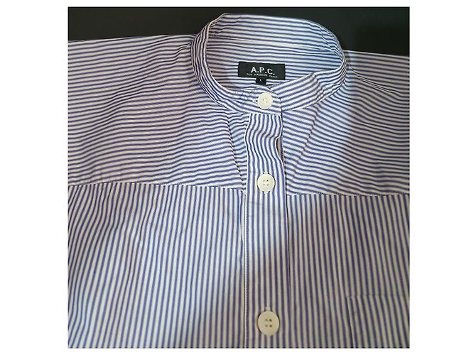 Abito camicia a righe blu e bianco in cotone Apc - vista 4