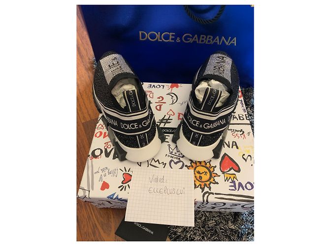 Dolce & Gabbana Sorrento Sneaker aus schwarzem Canvas mit Strass - Ansicht 5