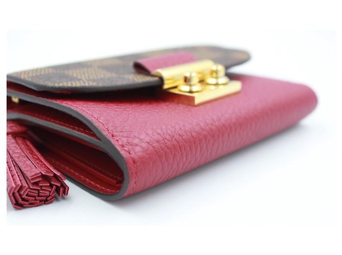 Portafoglio Louis Vuitton Croisette in pelle Damier ebano e rosso. Marrone Bordò - vista 3