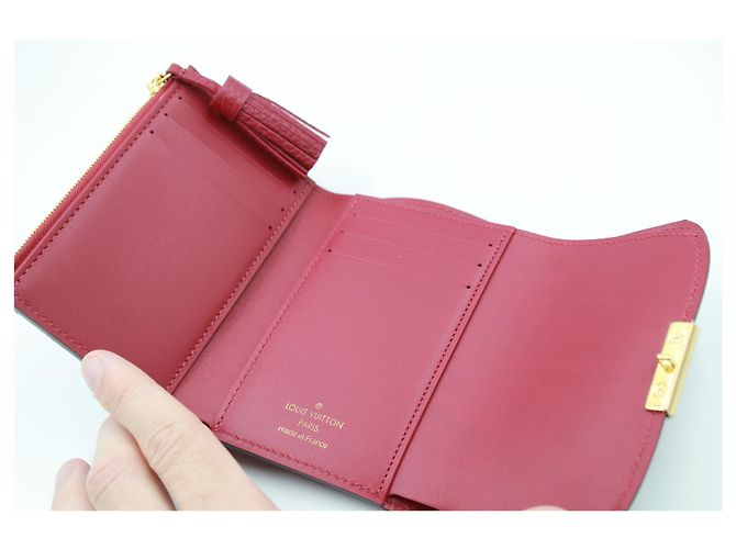Portafoglio Louis Vuitton Croisette in pelle Damier ebano e rosso. Marrone Bordò - vista 5