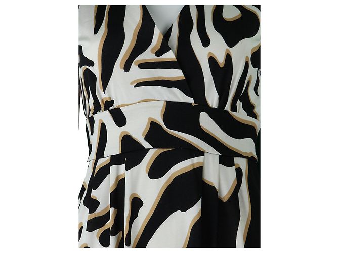 Diane Von Furstenberg Mavis Seidenkleid Schwarz Creme Karamell Roh - Ansicht 4
