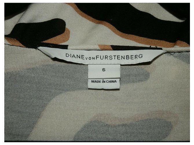 Diane Von Furstenberg Mavis Seidenkleid Schwarz Creme Karamell Roh - Ansicht 5