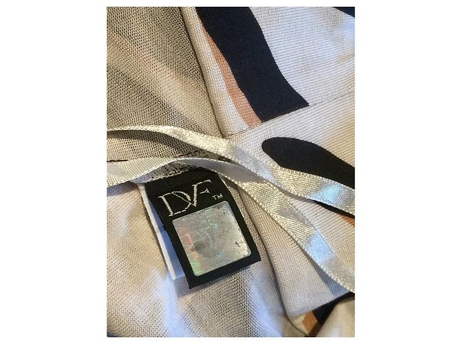Diane Von Furstenberg Mavis Seidenkleid Schwarz Creme Karamell Roh - Ansicht 7