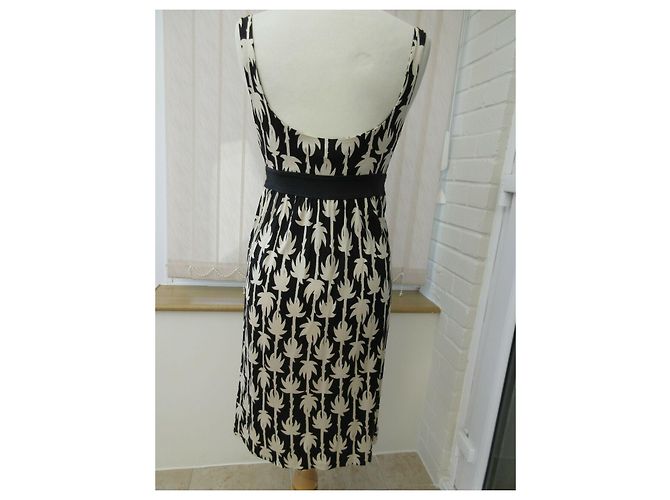 Diane Von Furstenberg Vintage-Kleid mit DvF-Palmendruck Schwarz Roh - Ansicht 2
