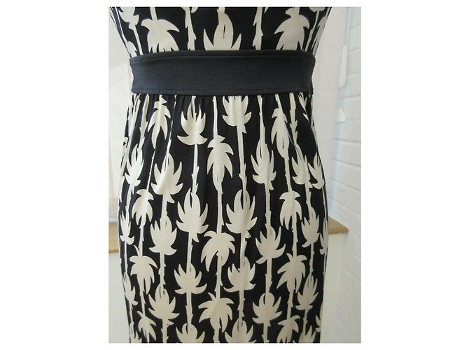 Diane Von Furstenberg Vintage-Kleid mit DvF-Palmendruck Schwarz Roh - Ansicht 5