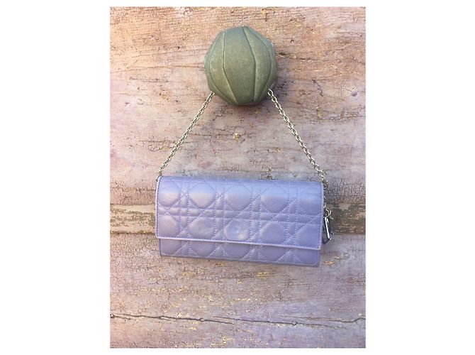 Christian Dior Pochette portafoglio Lady Dior in pelle cannage lilla Porpora - vista 11