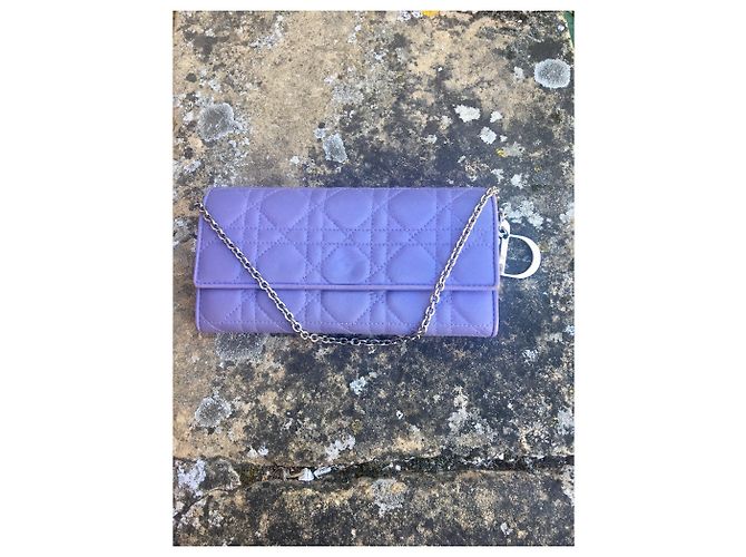 Christian Dior Pochette portafoglio Lady Dior in pelle cannage lilla Porpora - vista 12
