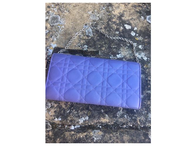 Christian Dior Pochette portafoglio Lady Dior in pelle cannage lilla Porpora - vista 3